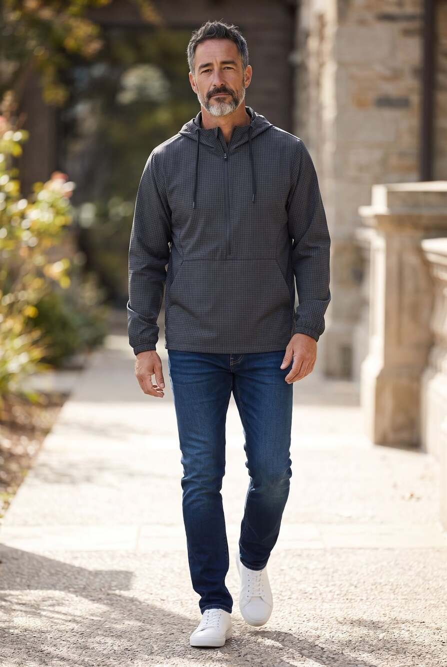 Evoshield Quarter Zip Hoodie Grid Pattern Black New Medium